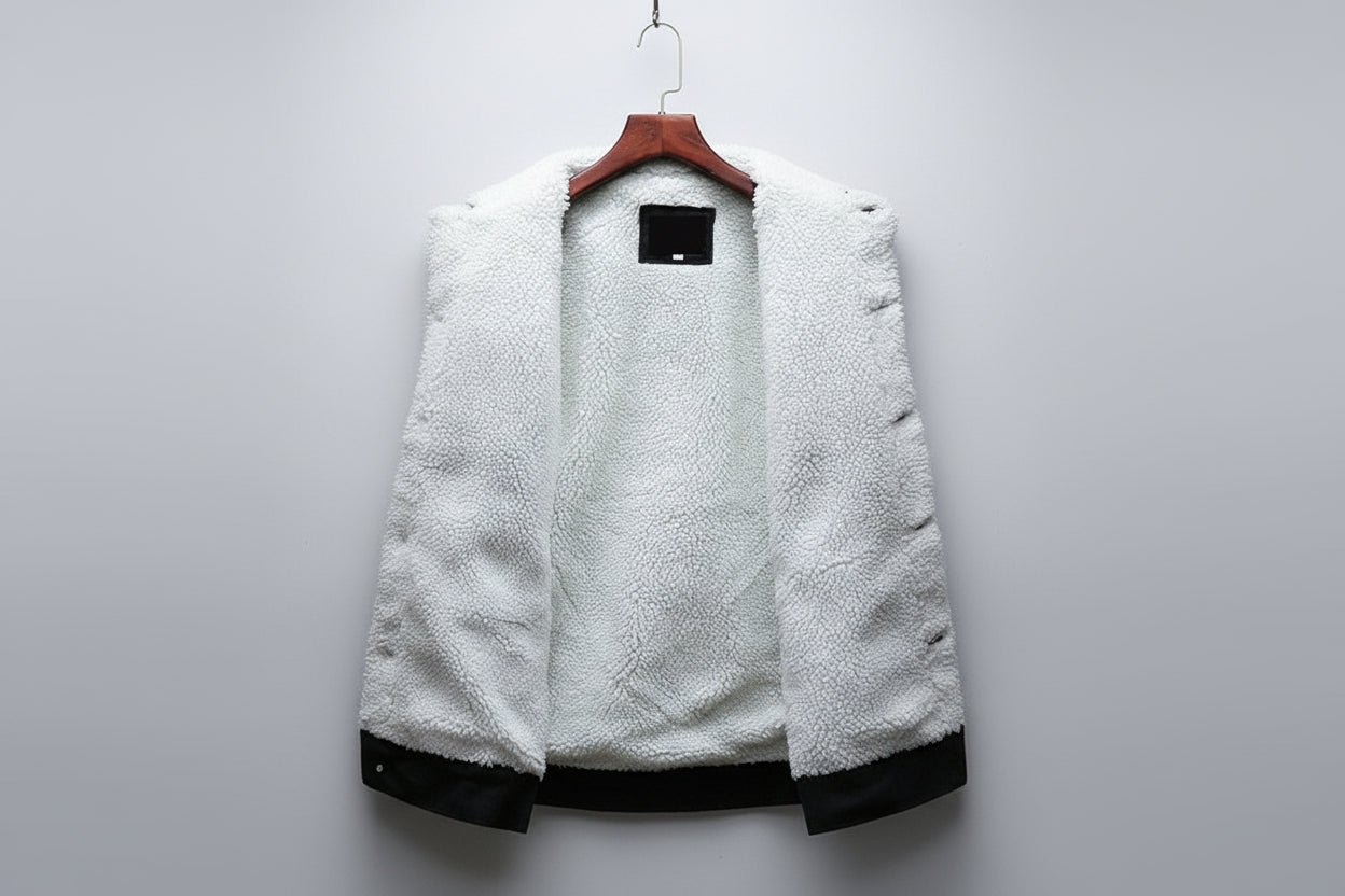 Giménez-Chaqueta vaquera de manga larga de felpa para hombre