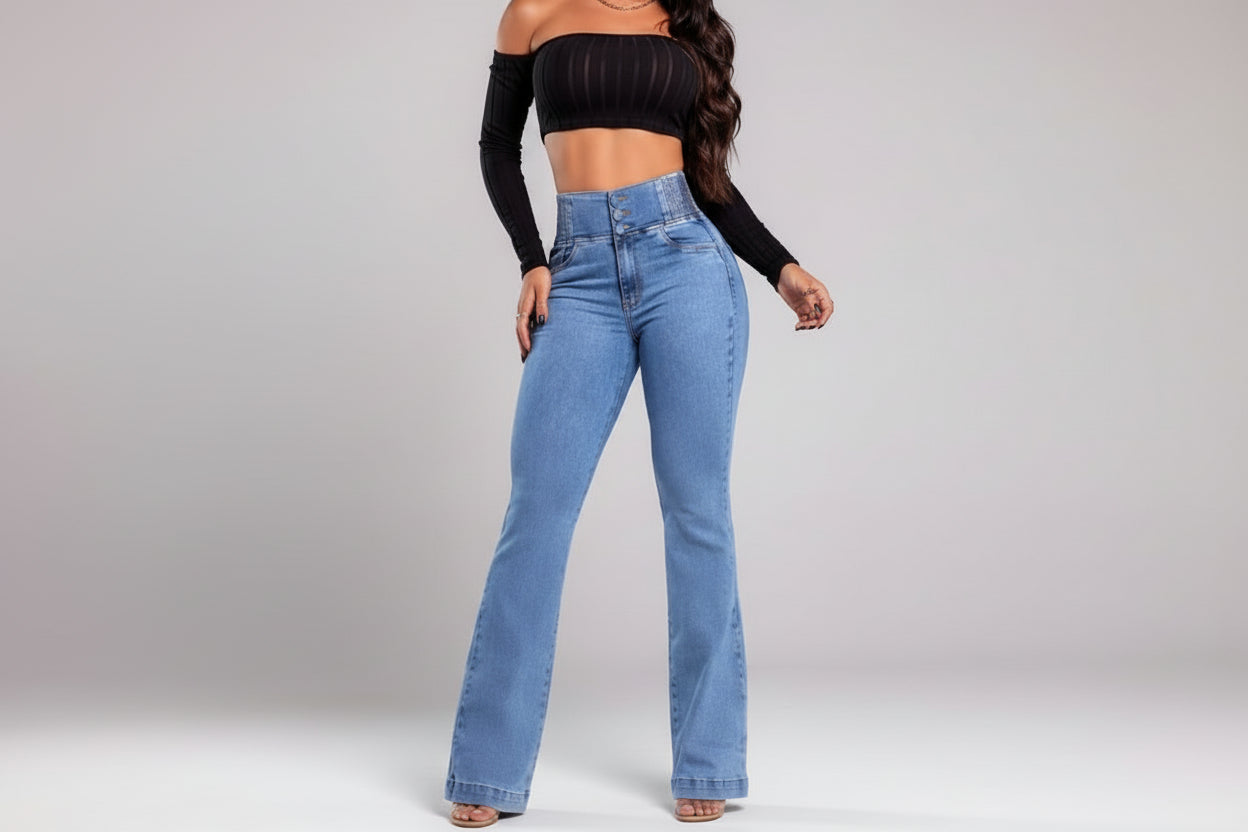 Marcela-Vaqueros elásticos con cintura alta