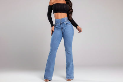 Marcela-Vaqueros elásticos con cintura alta