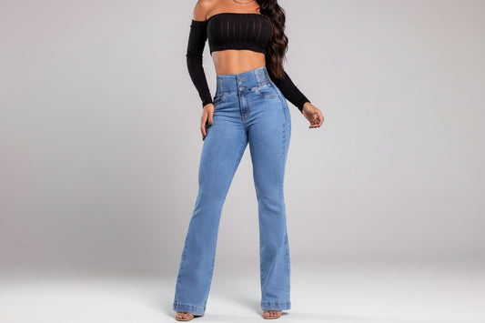 Marcela-Vaqueros elásticos con cintura alta