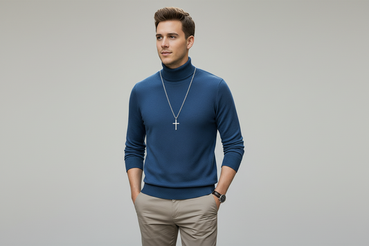 Cristian-Jersey de cachemira premium para hombre, liso: tejido suave y agradable con un corte moderno, ideal para el trabajo y el tiempo libre