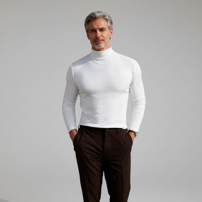 Javier-Camiseta slim fit de manga larga para hombre con cuello alto