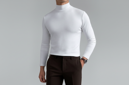 Javier-Camiseta slim fit de manga larga para hombre con cuello alto