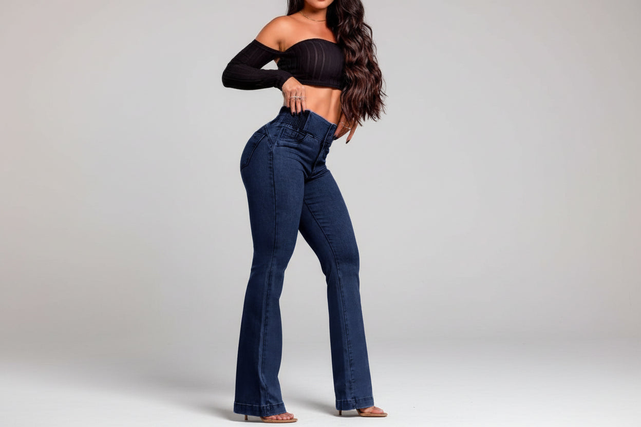 Marcela-Vaqueros elásticos con cintura alta