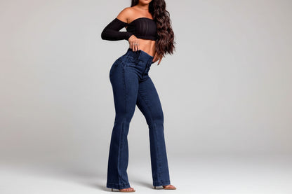 Marcela-Vaqueros elásticos con cintura alta