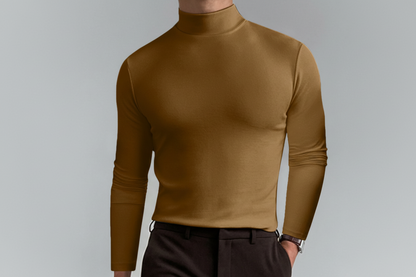 Javier-Camiseta slim fit de manga larga para hombre con cuello alto