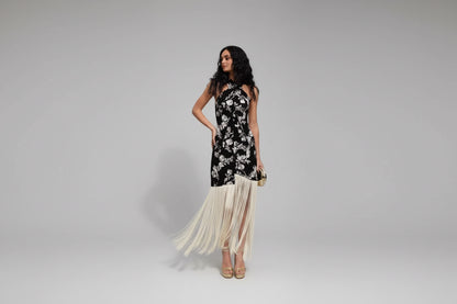 Melissa-Vestido largo asimétrico con borlas y estampado Vintage para mujer, vestidos de fiesta femeninos sin mangas con cuello Halter y espalda descubierta