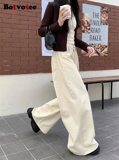 Melany-Pantalones vaqueros holgados marrones para mujer