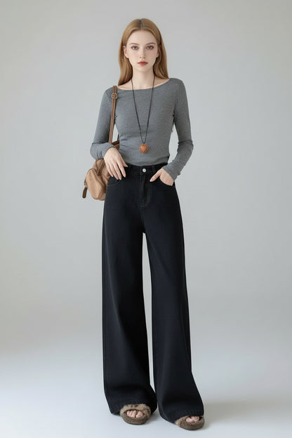 Melany-Pantalones vaqueros holgados marrones para mujer