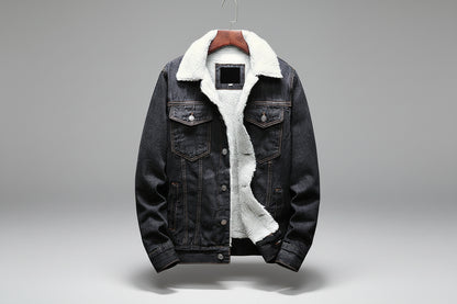 Giménez-Chaqueta vaquera de manga larga de felpa para hombre