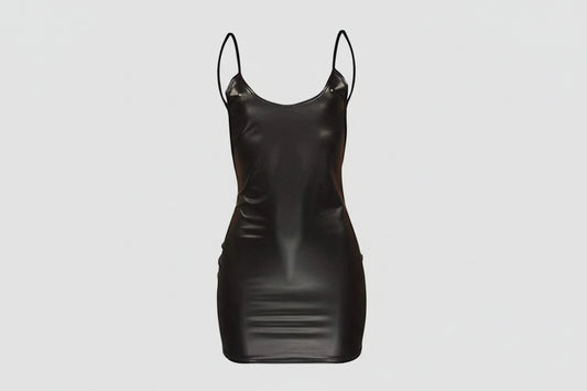 Vestido Sexy de piel sintética con espalda descubierta para fiesta y discoteca