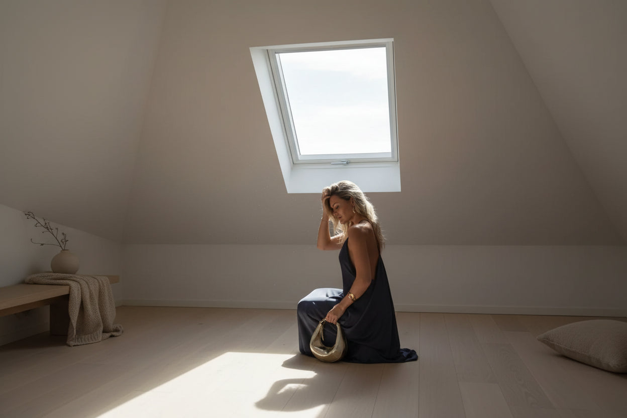 Alexandra-Vestido largo elegante de satén con cuello Halter y espalda descubierta para mujer, vestidos de fiesta sin mangas con cuello redondo y plisado holgado