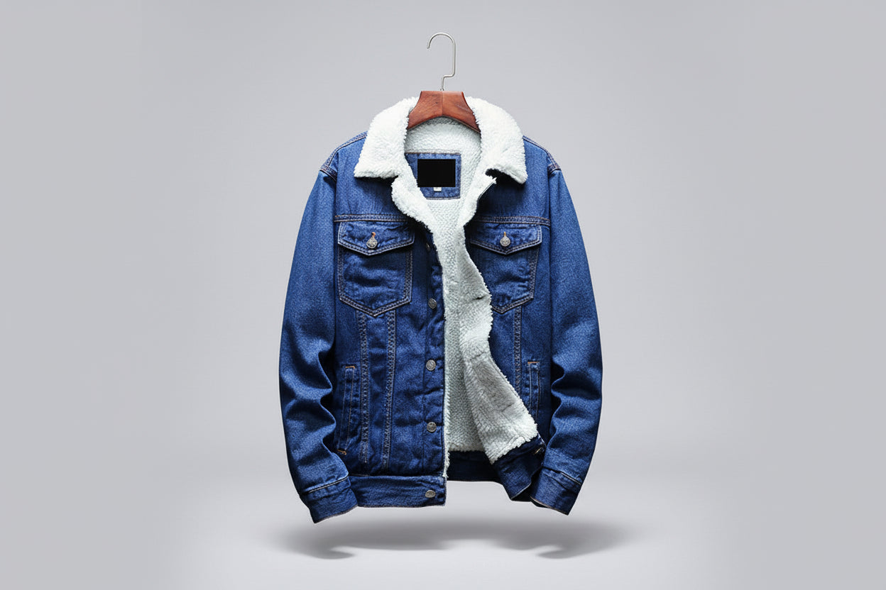 Giménez-Chaqueta vaquera de manga larga de felpa para hombre