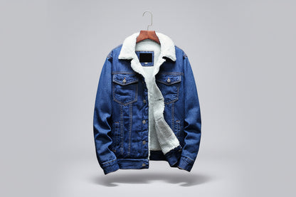 Giménez-Chaqueta vaquera de manga larga de felpa para hombre