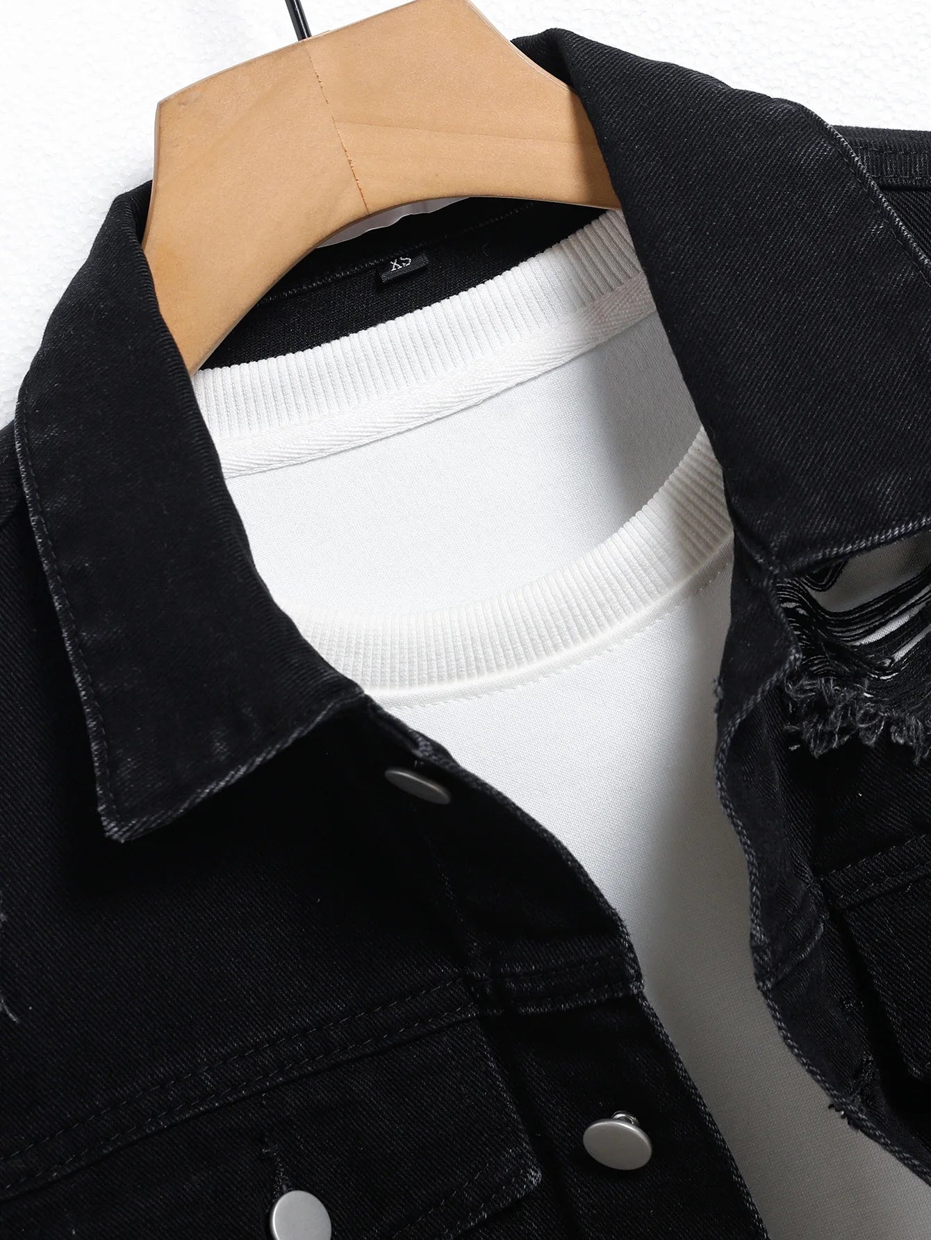 Leandro-Chaqueta vaquera para hombre: chaqueta normal negra, moda urbana