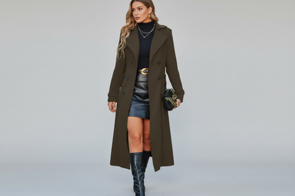 Lucia-Abrigo largo y cálido para mujer con doble botonadura
