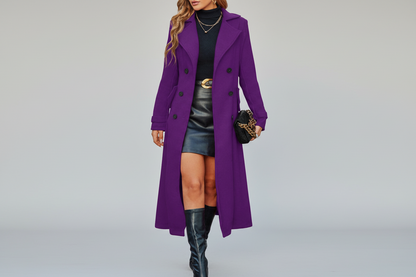 Lucia-Abrigo largo y cálido para mujer con doble botonadura