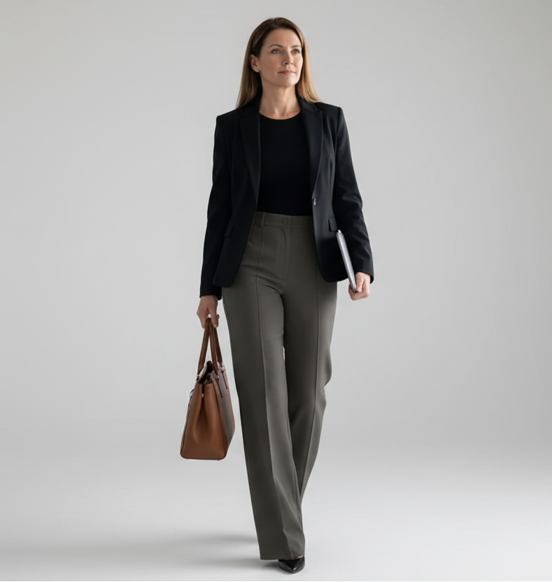 Jésica- Pantalones de traje de mujer con cintura alta