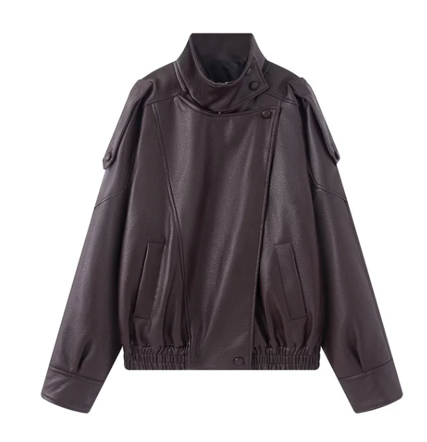 Carla-Chaqueta urbana de moda confeccionada en piel sintética: informal y fácil de combinar.