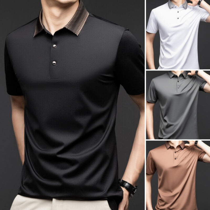 Ramiro-Camiseta de manga corta con cuello camisero para hombre, estilo informal de negocios.