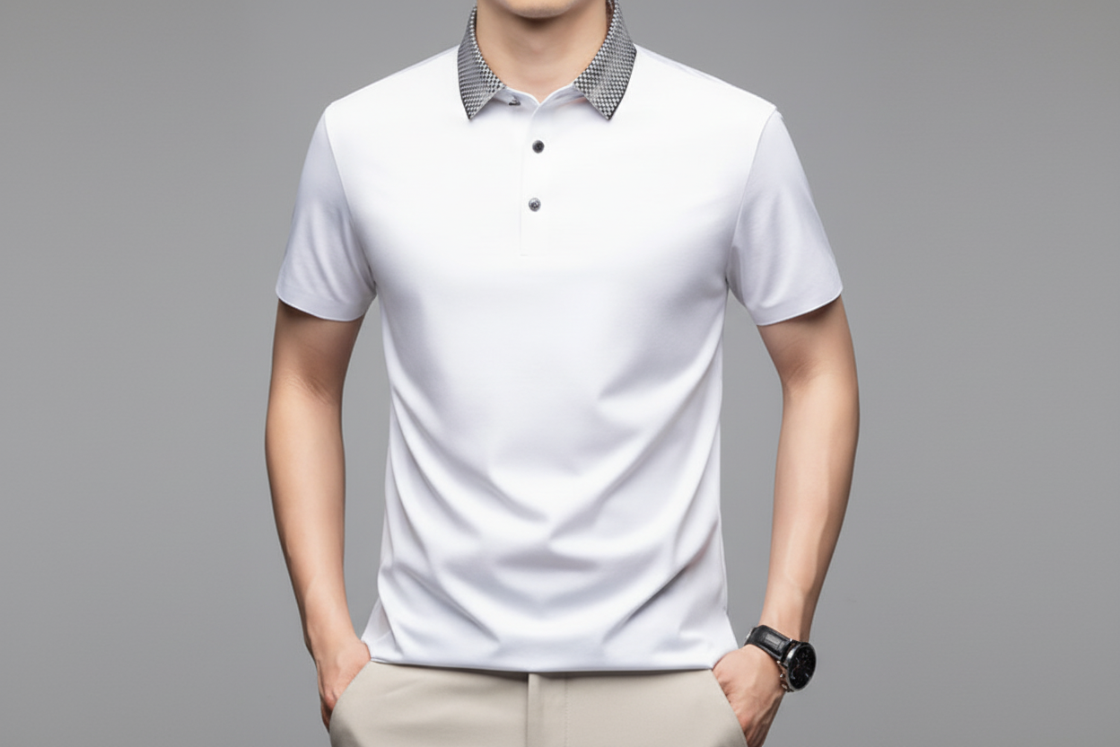 Ramiro-Camiseta de manga corta con cuello camisero para hombre, estilo informal de negocios.
