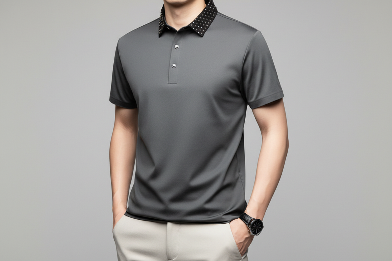 Ramiro-Camiseta de manga corta con cuello camisero para hombre, estilo informal de negocios.