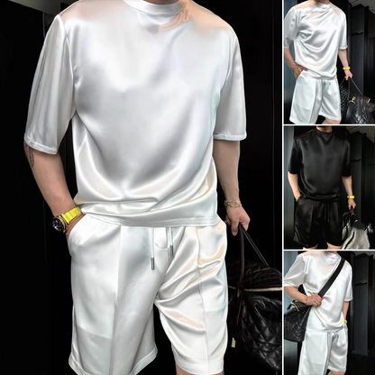 Camilo-Conjunto informal de dos piezas para hombre: camiseta y pantalones cortos en colores lisos.