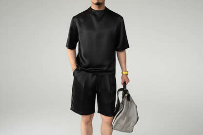 Camilo-Conjunto informal de dos piezas para hombre: camiseta y pantalones cortos en colores lisos.