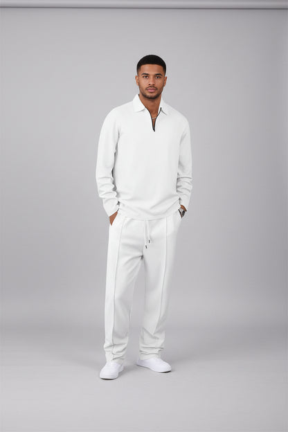 Raul-Conjunto de punto gofrado para hombre: sudadera y pantalón recto