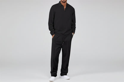 Raul-Conjunto de punto gofrado para hombre: sudadera y pantalón recto